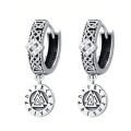 wholesale 925 Sterling Silver Norse Valknut Charm Huggies With Cz Zircon Huggie Earrings-0-0