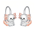 wholesale 925 Sterling Silver Cute Axolotl Rose Gold Two Tone Hoop Earrings-0-0