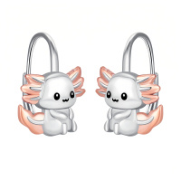 wholesale 925 Sterling Silver Cute Axolotl Rose Gold Two Tone Hoop Earrings-Axolotl