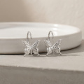 wholesale 925 Sterling Silver Butterfly Hoop Earrings Platinum Plated For Women-0-1