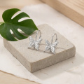 wholesale 925 Sterling Silver Butterfly Hoop Earrings Platinum Plated For Women-0-2