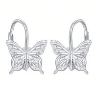 wholesale 925 Sterling Silver Butterfly Earrings With Zircon Accents-Butterfly