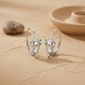 wholesale 925 Sterling Silver Cute Sloth Tree Branch Hoop Earrings Platinum Plated Green Enamel-0-1
