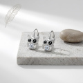 wholesale 925 Sterling Silver Owl Dangle Earrings Wholesale With Zircon Eyes-0-1