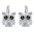 wholesale 925 Sterling Silver Owl Dangle Earrings Wholesale With Zircon Eyes-0-0