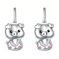 wholesale 925 Sterling Silver Cute Piglet Earrings Pair-Pig