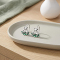wholesale 925 Sterling Silver Cute Frog On Green Lotus Leaf Drop Earrings Platinum Plated-0-1