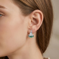 wholesale 925 Sterling Silver Cute Frog On Green Lotus Leaf Drop Earrings Platinum Plated-0-3