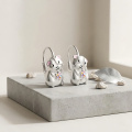 wholesale 925 Sterling Silver Cute Mouse Earrings With Colorful Flower Design-0-1