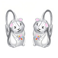 wholesale 925 Sterling Silver Cute Mouse Earrings With Colorful Flower Design-0-0