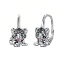 wholesale 925 Sterling Silver Cute Tiger Cub Drop Earrings Platinum Plated Animal Jewelry-0-0