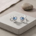 wholesale 925 Sterling Silver Blue Heart Earrings With Crystal Detail-0-1