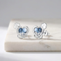 wholesale 925 Sterling Silver Blue Heart Earrings With Crystal Detail-0-2
