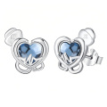 wholesale 925 Sterling Silver Blue Heart Earrings With Crystal Detail-0-0