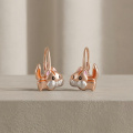 wholesale 925 Sterling Silver Rose Gold Plated Enamel Cute Squirrel Peanut Drop Earrings-0-1