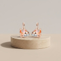 wholesale 925 Sterling Silver Rose Gold Plated Enamel Cute Squirrel Peanut Drop Earrings-0-2