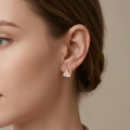 wholesale 925 Sterling Silver Rose Gold Plated Enamel Cute Squirrel Peanut Drop Earrings-0-3