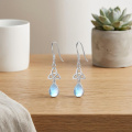 wholesale 925 Sterling Silver Platinum Plated Celtic Trinity Knot Moonstone Drop Earrings-0-1