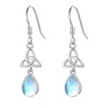 wholesale 925 Sterling Silver Platinum Plated Celtic Trinity Knot Moonstone Drop Earrings-0-0