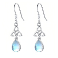 wholesale 925 Sterling Silver Platinum Plated Celtic Trinity Knot Moonstone Drop Earrings-05-Celtic Knot