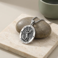 wholesale 925 Sterling Silver Saint Michael Archangel Medal Pendant Necklace Oxidized Oval-0-1