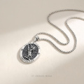 wholesale 925 Sterling Silver Saint Michael Archangel Medal Pendant Necklace Oxidized Oval-0-2