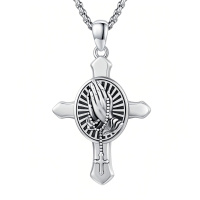 wholesale 925 Sterling Silver Oxidized Praying Hands Rosary Cross Pendant Necklace-94-Praying Hands(cross silver)