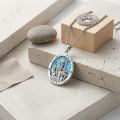 wholesale 925 Sterling Silver Saint Patrick Oval Pendant Necklace-0-1