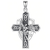 wholesale 925 Sterling Silver St Michael The Archangel Celtic Cross Charm Pendant-40-St Michael Cross(shield cross silver) Without Chain