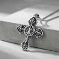 wholesale 925 Sterling Silver Cross Pendant Necklace Wholesale With Saint Benedict Design-0-2