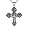 wholesale 925 Sterling Silver Cross Pendant Necklace Wholesale With Saint Benedict Design-0-1