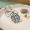 wholesale 925 Sterling Silver Saint Benedict Medal Pendant Necklace-0-1