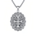 wholesale 925 Sterling Silver Saint Benedict Medal Pendant Necklace-0-0