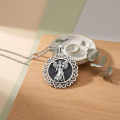 wholesale 925 Sterling Silver Guardian Angel Pendant Necklace Oxidized Vintage Filigree Oval Chain-0-2