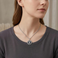 wholesale 925 Sterling Silver Guardian Angel Pendant Necklace Oxidized Vintage Filigree Oval Chain-0-3