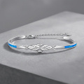 wholesale 925 Sterling Silver Celtic Knot Bracelet With Blue Inlay-0-1