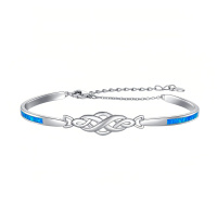wholesale 925 Sterling Silver Celtic Knot Bracelet With Blue Inlay-Celtic Knot Bracelet