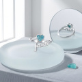 wholesale 925 Sterling Silver Faith Open Ring With Heart-shaped Blue Stone-0-2