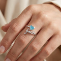 wholesale 925 Sterling Silver Faith Open Ring With Heart-shaped Blue Stone-0-3