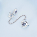 wholesale S925 sterling silver butterfly safety chain with silicone spacer beads bracelet parts-0-1