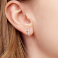wholesale 925 Sterling Silver Flower Cubic Zirconia Huggie Hoop Earrings For Women-0-3
