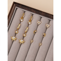 wholesale S925 Sterling Silver Cross Star Earrings With Zircon, Elegant And Versatile-0-1