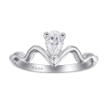 wholesale Sterling silver S925 water-drop zircon ring with pleated design, stylish and bold-0-0