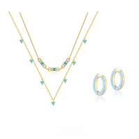 wholesale S925 Sterling Silver Retro Style Turquoise Fishtail Fringe Earrings And Necklace Set,。-ZH0719 - Three-piece set A4017-A4318-E5366 (one pair)  925 silver