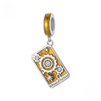 wholesale Sterling Silver S925 Tarot Lovers Pendant, Pink Enamel Card Charm Bracelet-undefined