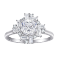 wholesale S925 Sterling Silver 12ct 5A Cubic Zirconia Square Statement Ring, Luxury Style-0-0