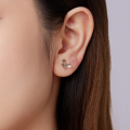 wholesale Silver plated mini flower earrings, Korean style, S925 pure silver, for women-0-4