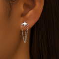 wholesale S925 Sterling Silver Classic Four-pointed Cross Meteor Tassel Ear Chain Earrings-0-1