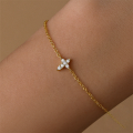 wholesale S925 Sterling Silver Cross Zircon Inlay Trendy Personalized Fashion Bracelet, Korean Japanese Minimalist Design-0-1