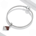 wholesale 925 Sterling Silver Brown Chocolate Bar Bear Couple Dangle Charm With Cubic Zirconia For Bracelet-0-2